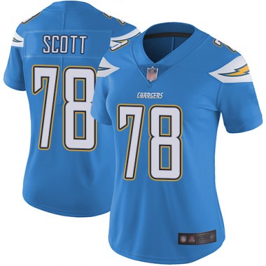 Los Angeles Chargers NFL Football Trent Scott Electric Blue Jersey Women Limited 78 Alternate Vapor Untouchable